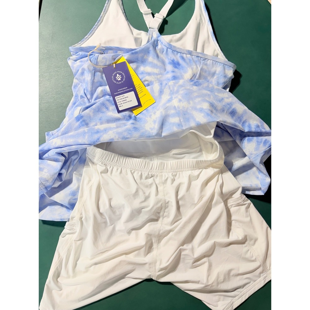 Fair Harbor Athletic Dress Sm Blue White Tie Dye Tennis Pickleball Athleisure - Picture 4 of 5
